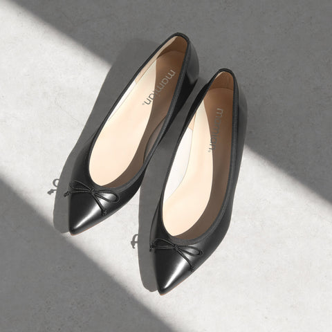 予約：2026SSBI：ポインテッドトゥ フラット バレエシューズ（1333）ブラック/mamian（マミアン）