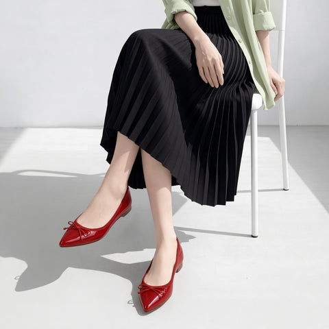 10% OFF: 2024SSBI: Pointed Toe Flat Ballet Shoes (1333) Red E