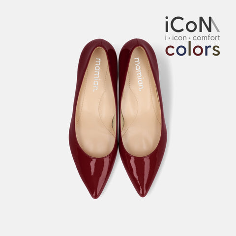 2024AW：iCoN COLORS：ポインテッドトゥ エナメル パンプス（C57171）ワインE/mamian（マミアン）