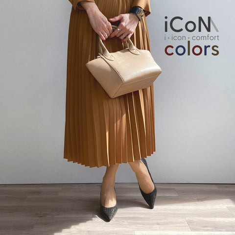 20%OFF：2024AW：iCoN COLORS：ポインテッドトゥ クロコ型押し パンプス（C76534）チャコールCR/mamian（マミアン）