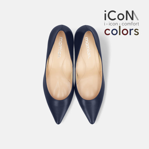 20%OFF：2024AW：iCoN COLORS：ポインテッドトゥ スムース パンプス（C76533）ネイビー/mamian（マミアン）