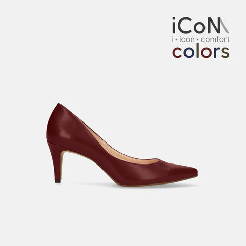 ラストワン20%OFF：iCoN COLORS：ポインテッドトゥ スムース パンプス（C76533）ワイン/mamian（マミアン）