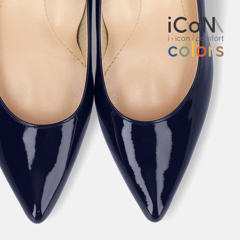 2025SS：iCoN COLORS：ポインテッドトゥ エナメル パンプス（C57171）クラシックネイビー/mamian（マミアン）