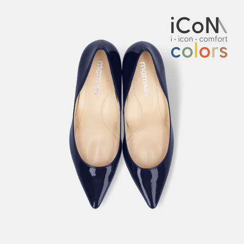 2025SS：iCoN COLORS：ポインテッドトゥ エナメル パンプス（C76531）クラシックネイビー/mamian（マミアン）