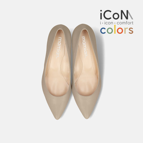 2025SS：iCoN COLORS：ポインテッドトゥ スムース パンプス（C57173）グレージュ/mamian（マミアン）