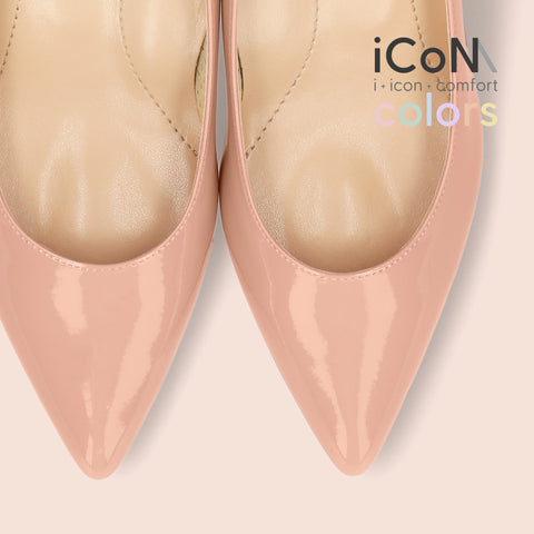 iCoN COLORS：ポインテッドトゥ エナメル パンプス（C57171）コーラル/mamian（マミアン）