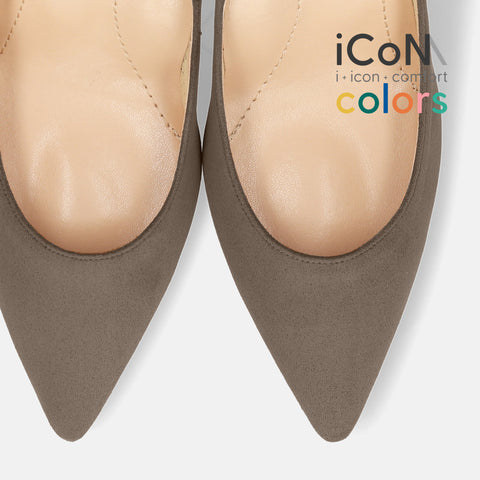 20%OFF：2025AW：iCoN COLORS：ポインテッドトゥ スエード パンプス（C76532）グレージュS/mamian（マミアン）
