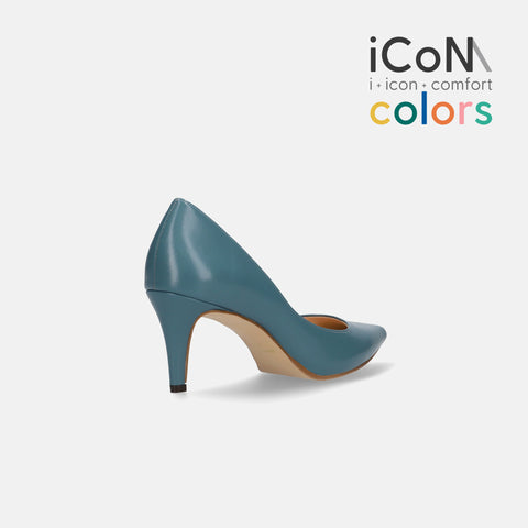 30%OFF：iCoN COLORS：ポインテッドトゥ スムース パンプス（C76533）アッシュブルー/mamian（マミアン）