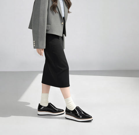 予約：2026SS：厚底ドレスシューズ（4774）ブラックE/mamian（マミアン）