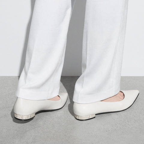 予約：2026SS：アクセントヒール フラットシューズ（4797）ホワイトグレー