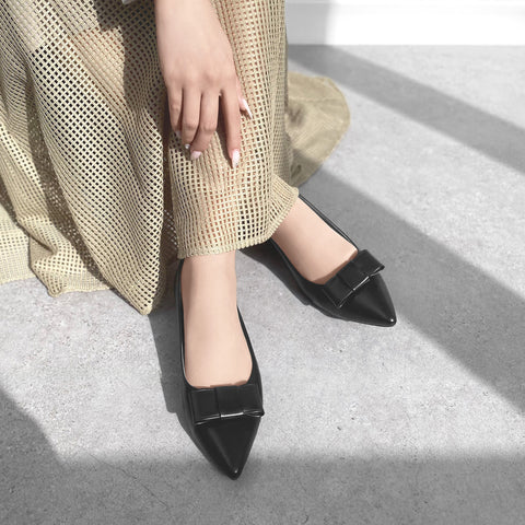 2025AW：リボン フラットシューズ（m17042）ブラック