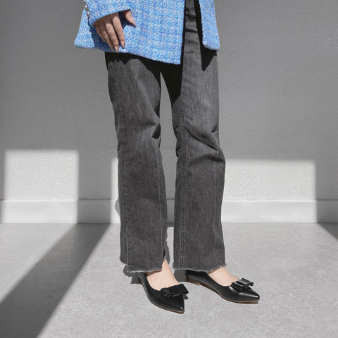 2025AW：リボン フラットシューズ（m17042）ブラック