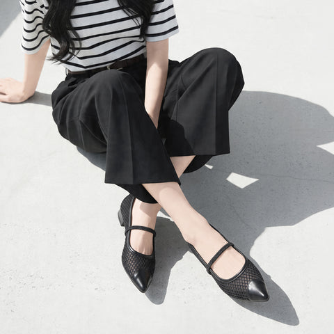 2026SS：甲ゴムストラップ チュールフラット（m17057）ブラックTU