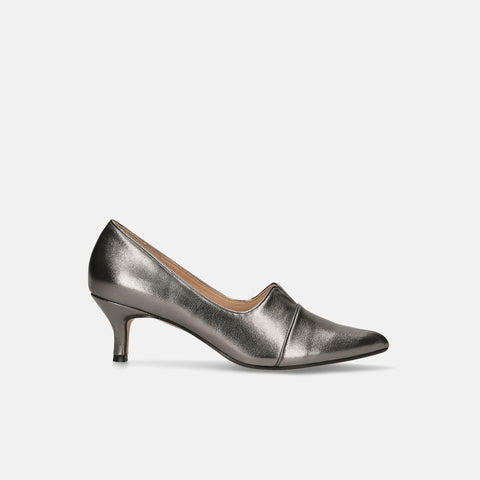 2026AWBI：ポインテッドトゥ 切替 パンプス（5154）スチール