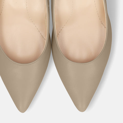 10% OFF: 2024SS: iCoN COLORS: Pointed Toe Smooth Pumps (C57173) Greige