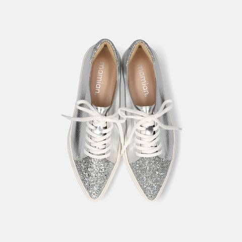 予約：グリッターコンビ スニーカー（m1004）シルバー/C