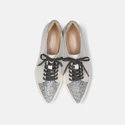 予約：グリッターコンビ スニーカー（m1004）ホワイト/C