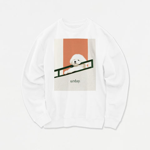 予約：urday【dog】アートワークスウェットシャツ（u-a-sw-0001-07）ホワイト